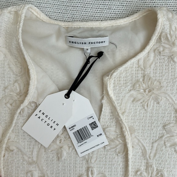 NWT! English Factory Ribbon Embroidered Shift Mini Dress Cream Size Small - Picture 5 of 8